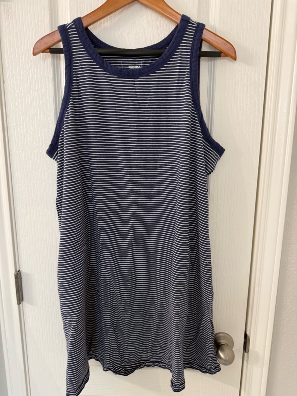 Sonoma Navy and White Striped Midi Tank Dress